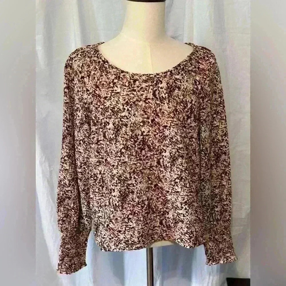Loft Women’s Floral Top. Roushed Cuffs. Size Large - Picture 1 of 6